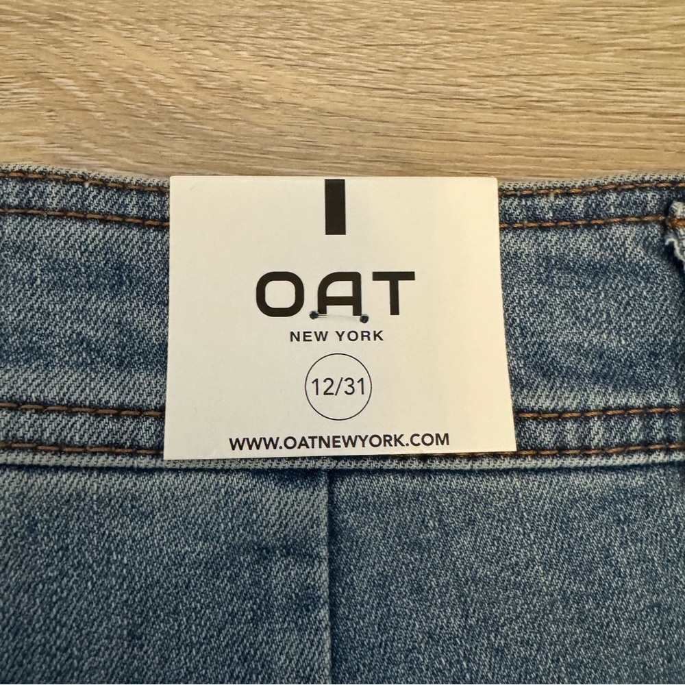 Oat New York High Rise Wide Leg Raw Hem Women’s Denim Jeans Size 12 / 31 NWT - Picture 6 of 10